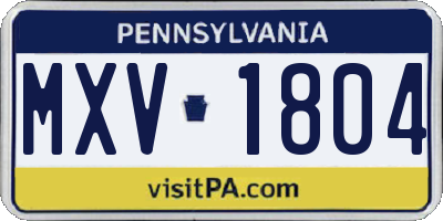 PA license plate MXV1804