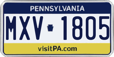 PA license plate MXV1805