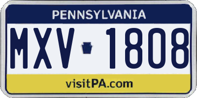 PA license plate MXV1808