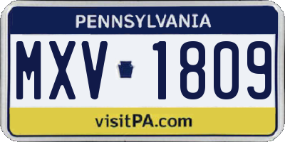 PA license plate MXV1809