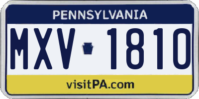 PA license plate MXV1810