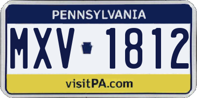 PA license plate MXV1812