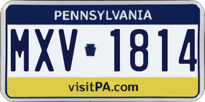 PA license plate MXV1814