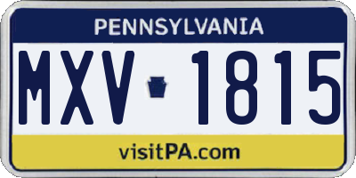 PA license plate MXV1815