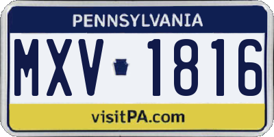 PA license plate MXV1816