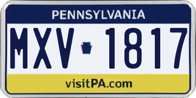 PA license plate MXV1817