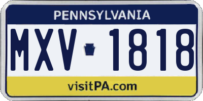 PA license plate MXV1818
