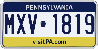 PA license plate MXV1819