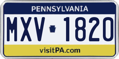 PA license plate MXV1820