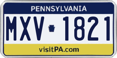 PA license plate MXV1821