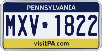 PA license plate MXV1822