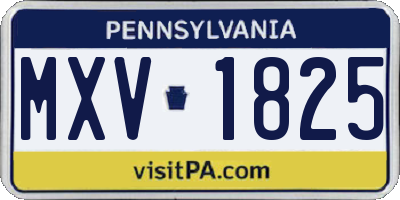 PA license plate MXV1825