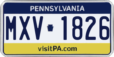 PA license plate MXV1826