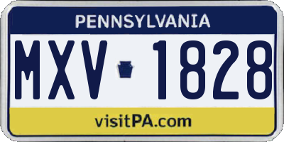 PA license plate MXV1828