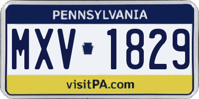 PA license plate MXV1829