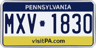 PA license plate MXV1830