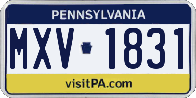 PA license plate MXV1831