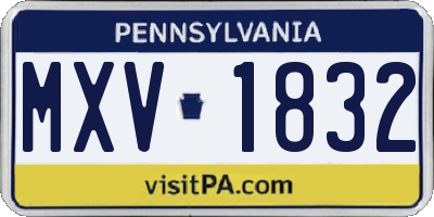 PA license plate MXV1832