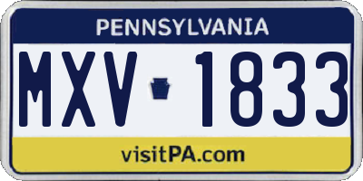 PA license plate MXV1833