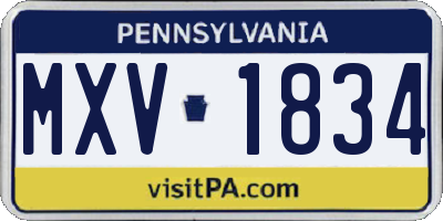 PA license plate MXV1834