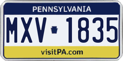 PA license plate MXV1835