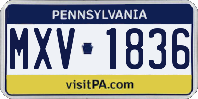 PA license plate MXV1836