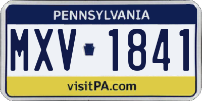 PA license plate MXV1841