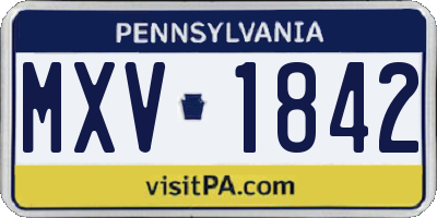 PA license plate MXV1842