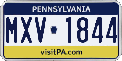 PA license plate MXV1844