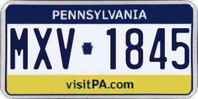 PA license plate MXV1845