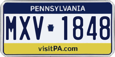 PA license plate MXV1848