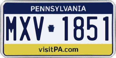 PA license plate MXV1851