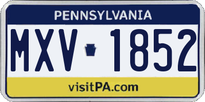 PA license plate MXV1852