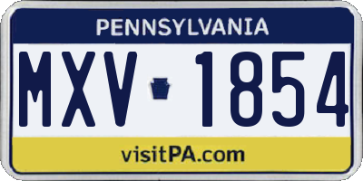 PA license plate MXV1854
