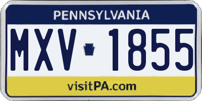 PA license plate MXV1855