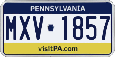 PA license plate MXV1857