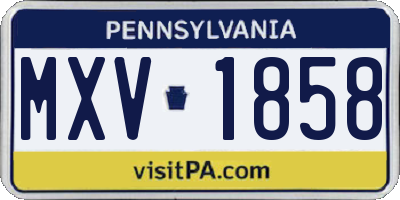PA license plate MXV1858