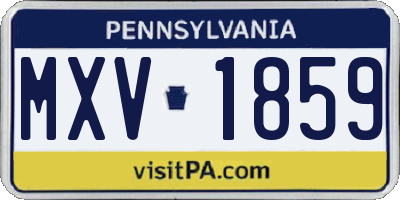 PA license plate MXV1859