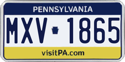 PA license plate MXV1865