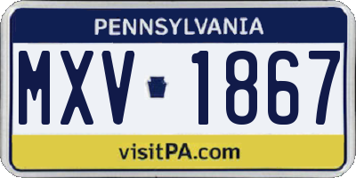 PA license plate MXV1867