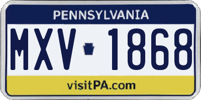 PA license plate MXV1868