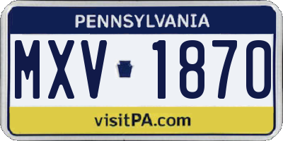 PA license plate MXV1870