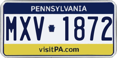 PA license plate MXV1872