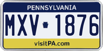 PA license plate MXV1876