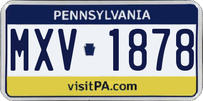 PA license plate MXV1878