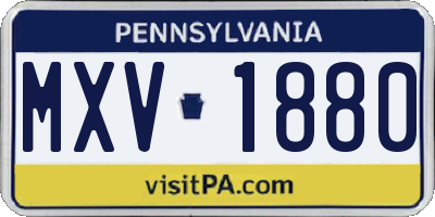 PA license plate MXV1880