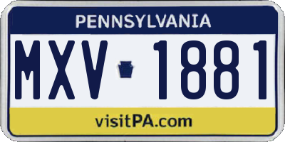 PA license plate MXV1881