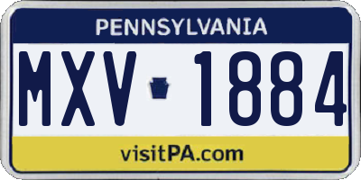 PA license plate MXV1884