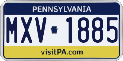 PA license plate MXV1885