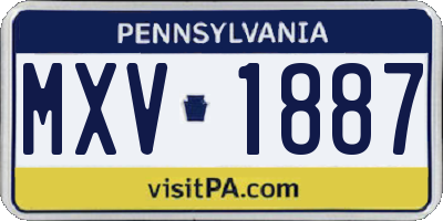 PA license plate MXV1887